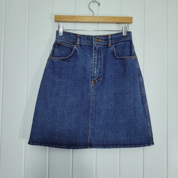 Vintage 90s Gitano Size 11 / 12 Blue Jean Denim High Waist A-Line Skirt Y2K - Picture 1 of 7